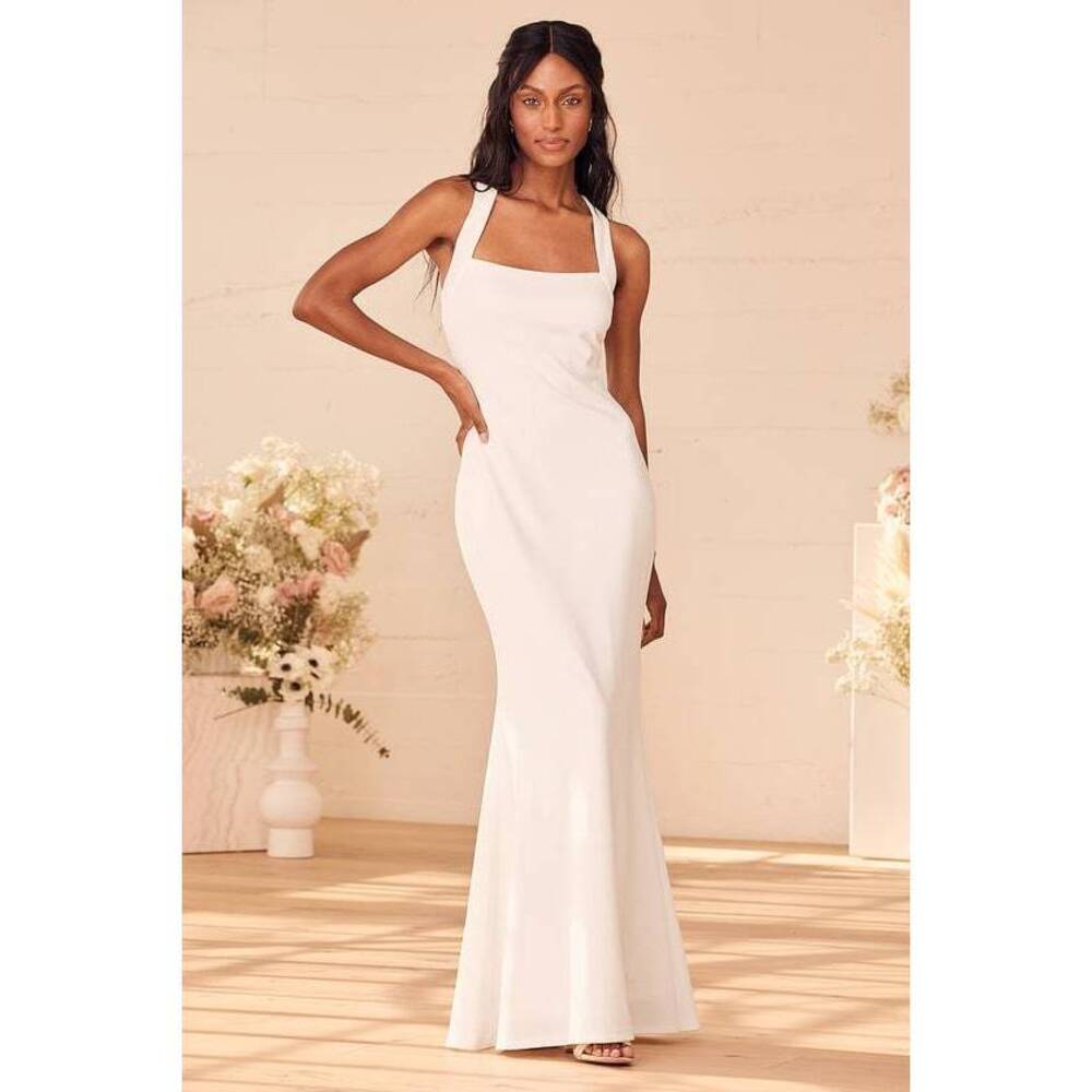 Lulus Pure Romance White Mermaid Maxi Dress - Size M